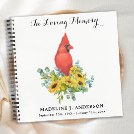 Cuaderno Memorial Cardinal Sunflowers Funeral Guestbook