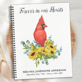 Cuaderno Memorial Cardinal Sunflowers Funestbook Guestbook