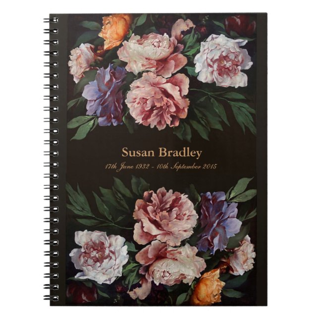 Cuaderno Memorial de Peonies 3 o libro de invitados funeral (Frente)