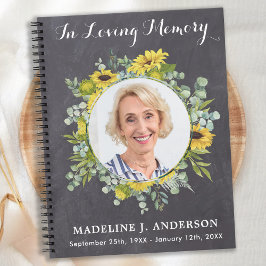 Cuaderno Memorial Eucalyptus Sunflowers Funeral Guestbook