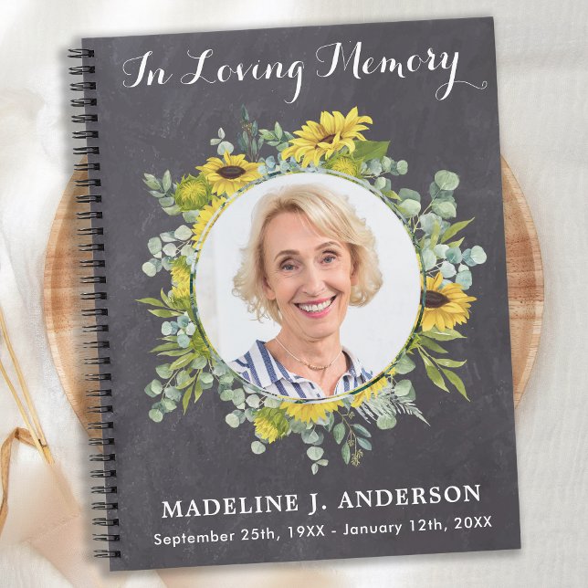 Cuaderno Memorial Eucalyptus Sunflowers Funeral Guestbook (Subido por el creador)