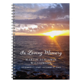 Cuaderno Memorial Funeral Sunset Ocean Beach Guest Book