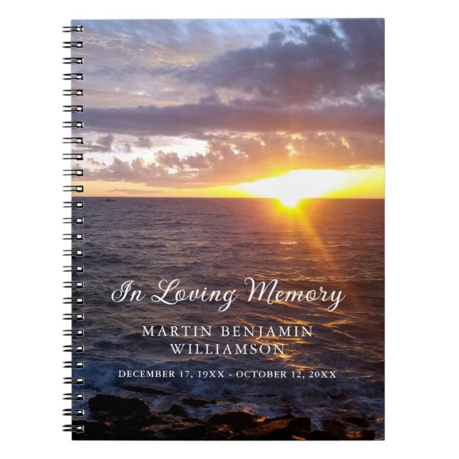 Cuaderno Memorial Funeral Sunset Ocean Beach Guest Book (Frente)