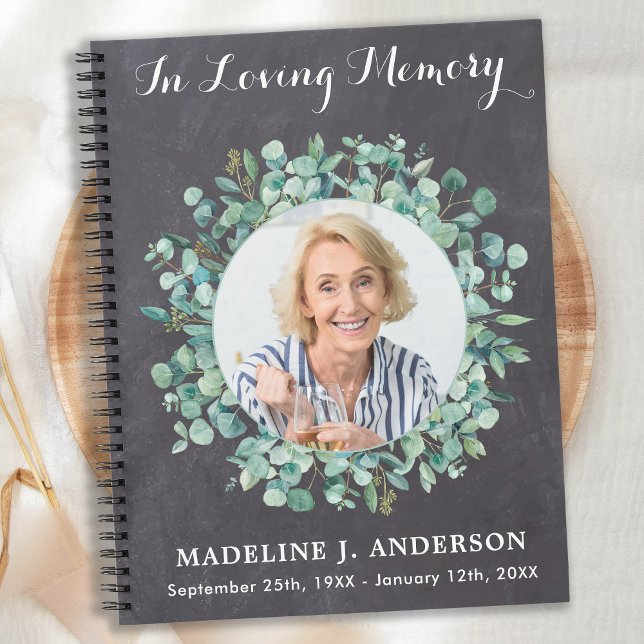Cuaderno Memorial Greenery Funeral Guestbook Chalkboard (Subido por el creador)