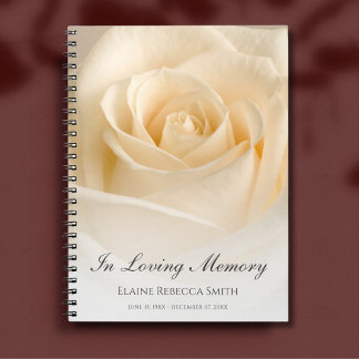 Cuaderno Memorial o funeral Rosa floral de libro invitado