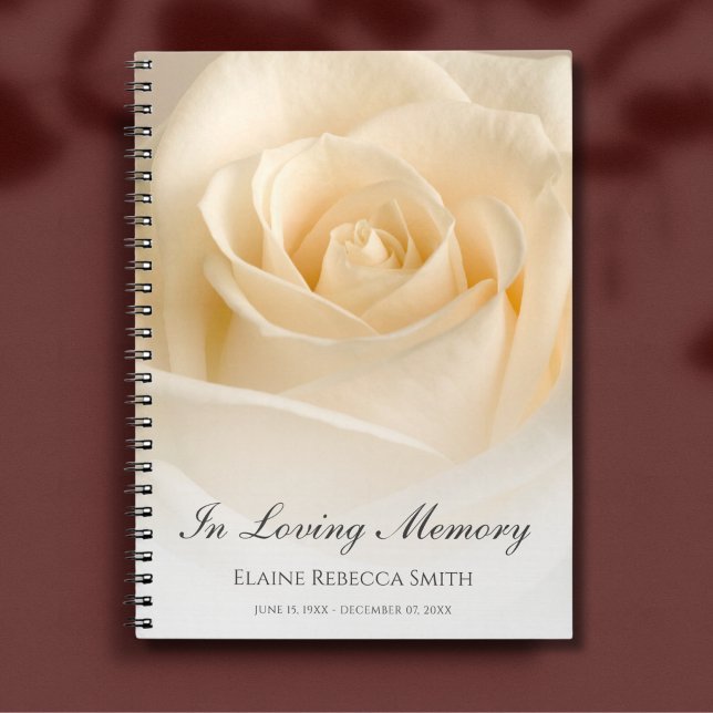 Cuaderno Memorial o funeral Rosa floral de libro invitado (Rose Memorial Guest Book)