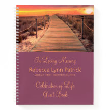 Memorial Service Guest Book Boardwalk Beach Sunset