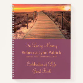 Cuaderno Memorial Service Guest Book Boardwalk Beach Sunset