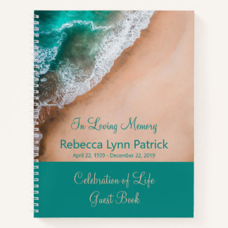 Cuaderno Memorial Service Guestbook Waves Washing Seashore