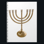 Cuaderno menorah de oro<br><div class="desc">Menora,  channukah,  oro metálico,  hannukah,  hebreo,  festividades,  judía,  judía,  judaísmo,  menorah,  chanukah,  hannuka,  channuka,  christmukah,  christmukah,  rabino judío</div>