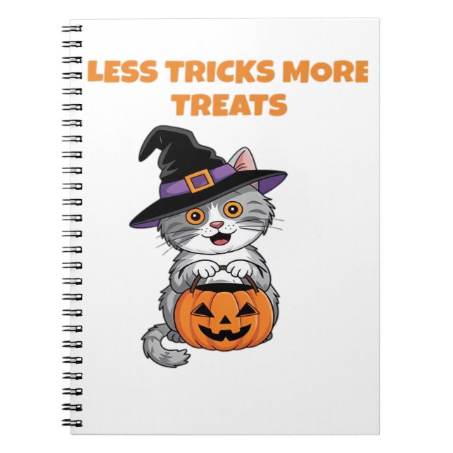 Cuaderno Menos trucos Más Tratamientos Regalos De Halloween (Frente)