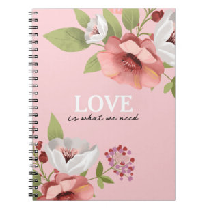 Cuaderno Mensaje de amor con Personalizado de flores rosas
