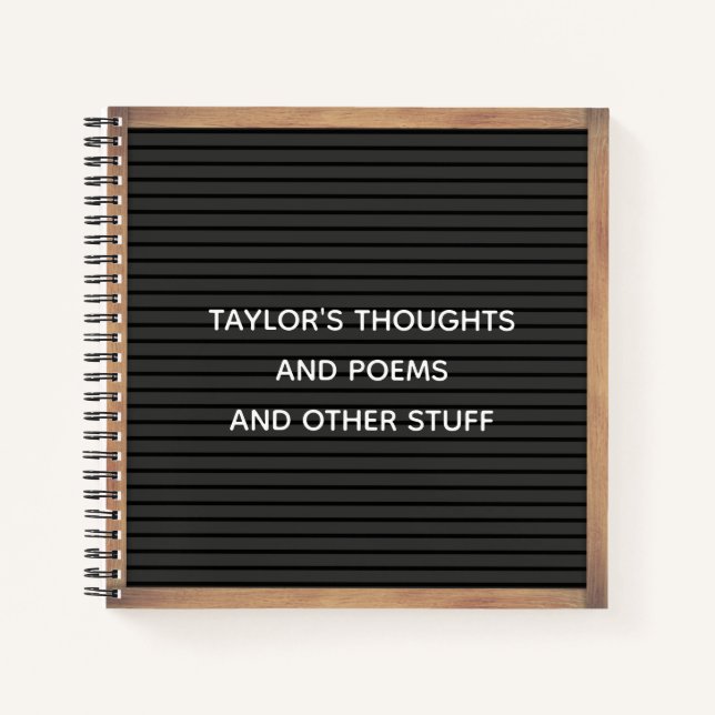 Cuaderno Mensaje de Personalizado de Rótulo de marco de la  (Anverso)