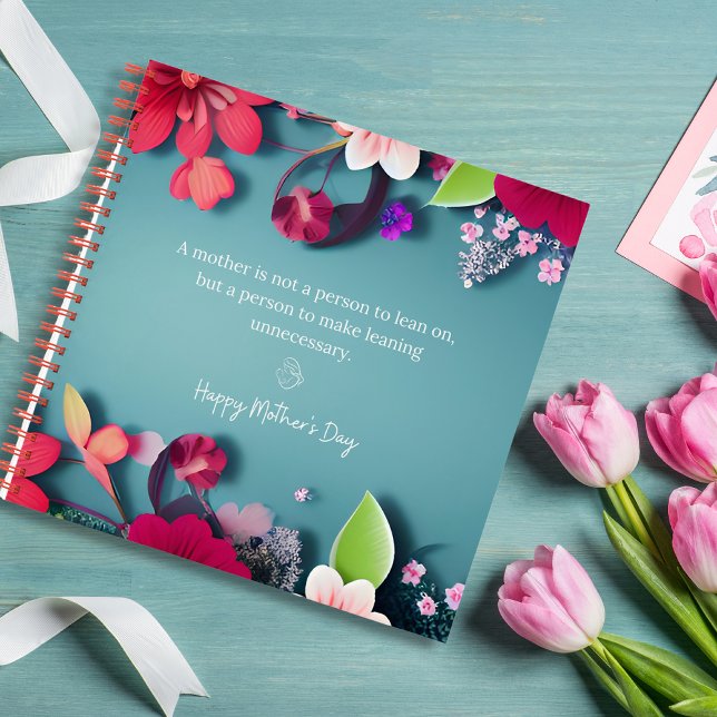 Cuaderno Mensaje del Día de la Madre en personalizable azul (Mother's Day message in grayish blue customizable Notebook)