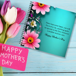 Cuaderno Mensaje del Día de la Madre en personalizable cian