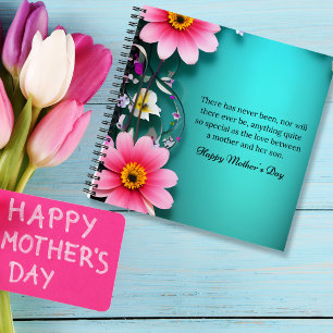 Cuaderno Mensaje del Día de la Madre en personalizable cian