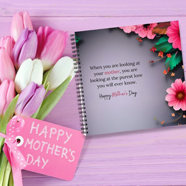 Cuaderno Mensaje del Día de la Madre en personalizable gris (Mother's Day message in grey customizable Notebook)