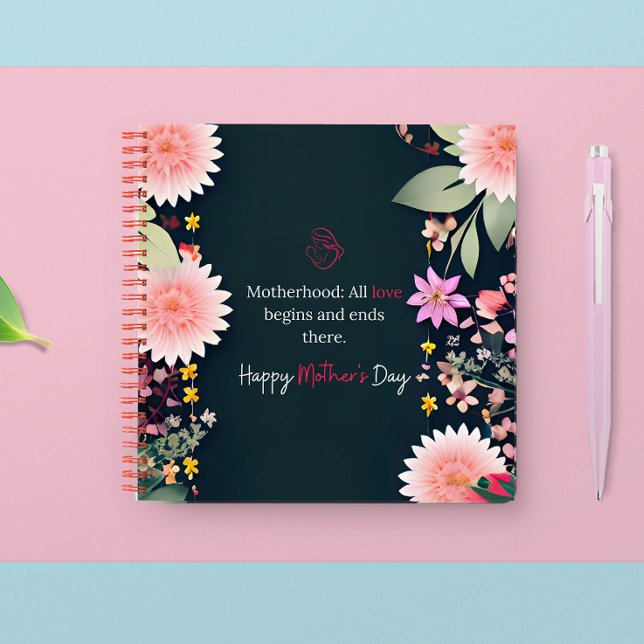 Cuaderno Mensaje del Día de la Madre en personalizable negr (Mother's Day message in black customizable Notebook)
