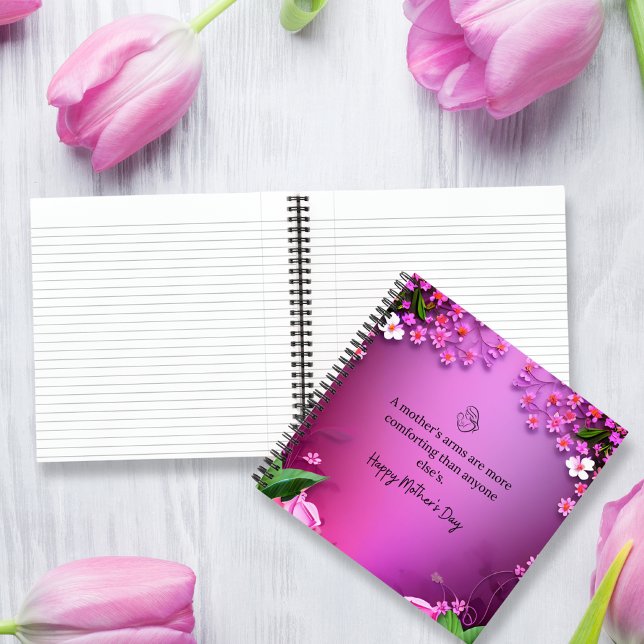 Cuaderno Mensaje del Día de la Madre en personalizable rosa (Mother's Day message in pink customizable Notebook)