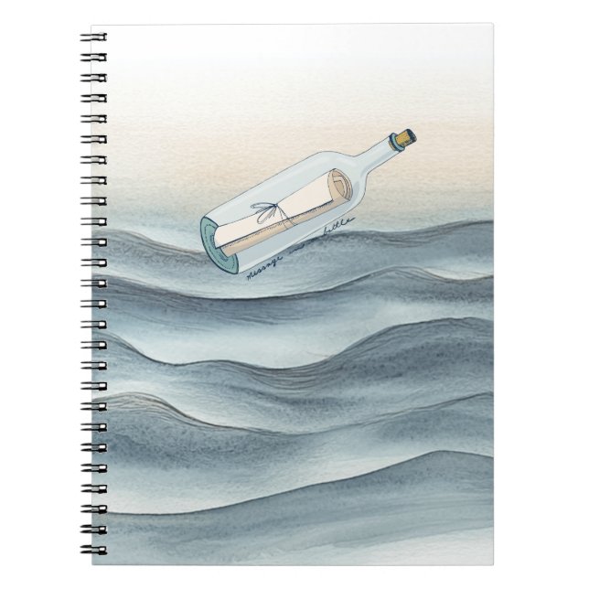 Cuaderno Mensaje del Océano Azul en una Botella (Frente)