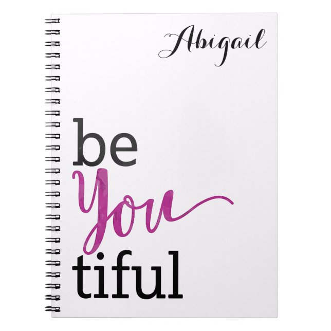Cuaderno mensaje inspirador beYOUtiful personalizado (Frente)