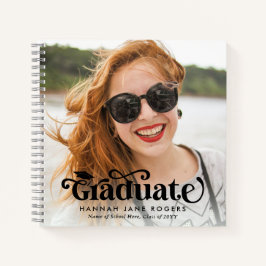 Cuaderno Mensaje y firma de graduado de 2 fotos moderno