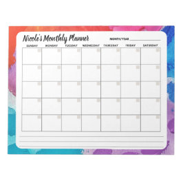 Cuaderno mensual de calendario con acuarela de arc