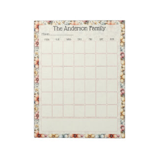 Cuaderno mensual de calendario floral con rubor pe