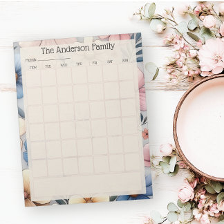 Cuaderno mensual de calendario floral personalizad