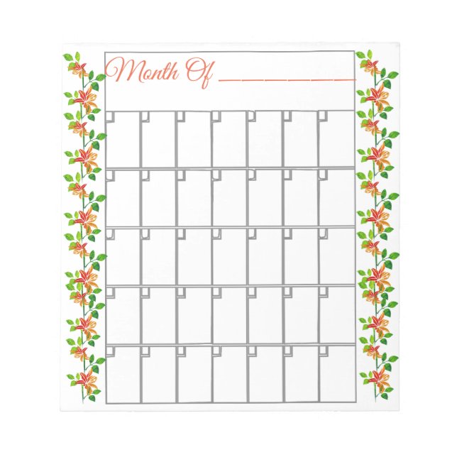 Cuaderno Mensual Flor de Naranja (Frente)