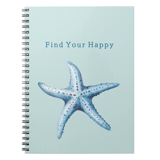 Cuaderno Menta Encuentra Tu Feliz Estrella de Mar Azul (Frente)