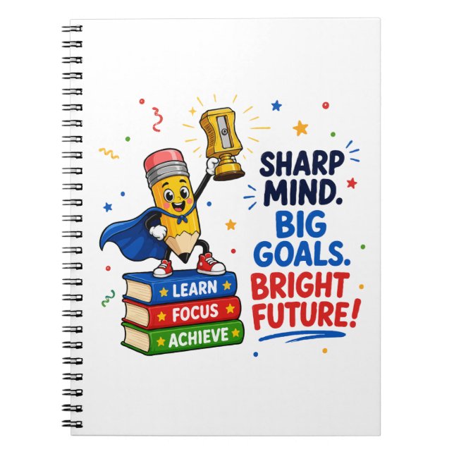 Cuaderno Mente aguda grandes objetivos futuro brillante gra (Frente)