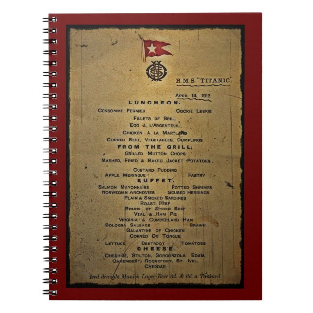 Cuaderno Menú Titanic (Frente)