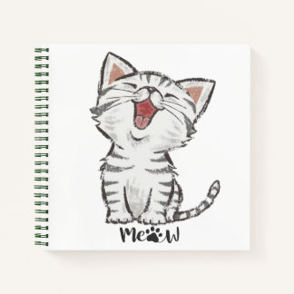 Cuaderno Meow Cute Gracioso Gato Gris Gatito Gatito Sonrien
