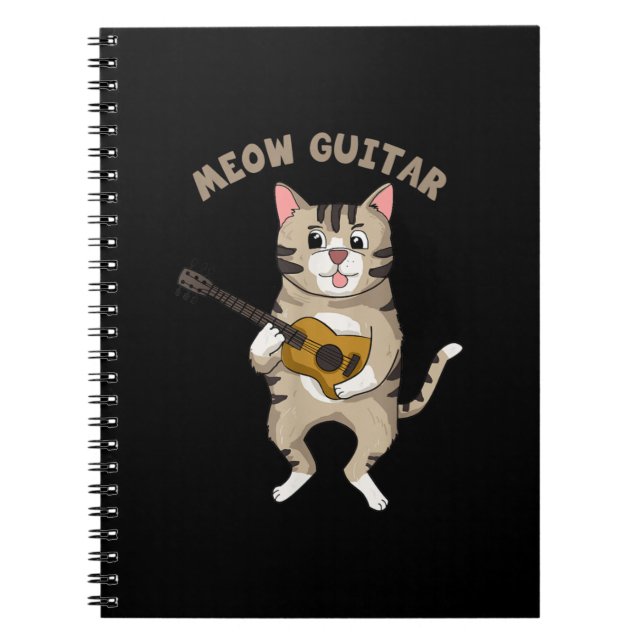 Cuaderno Meow Guitar Cute Cat Tocando Guitarra Graciosas Ki (Frente)