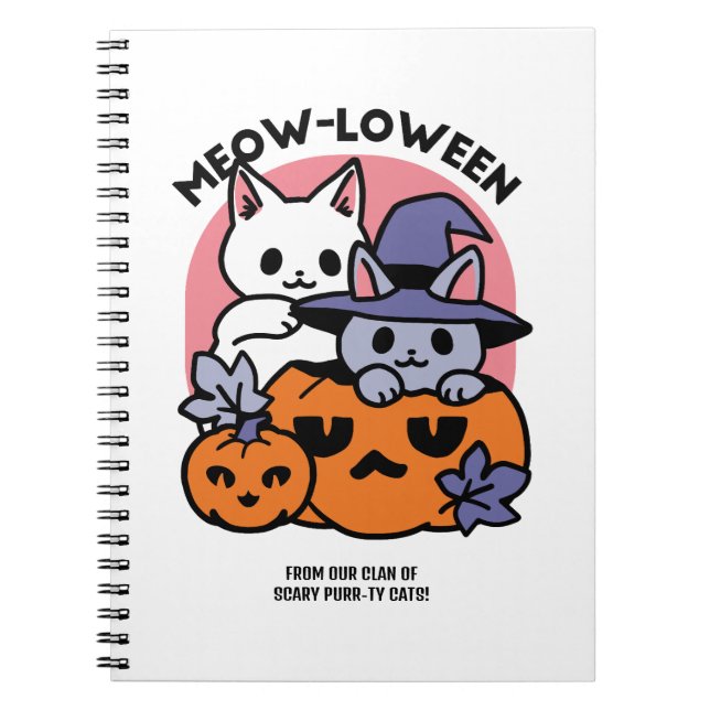 Cuaderno Meow-Loween - Diseño de felinos Halloween (Frente)