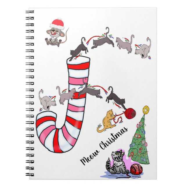 Cuaderno Meow Navidades Espiral de ratones para portátiles (Frente)