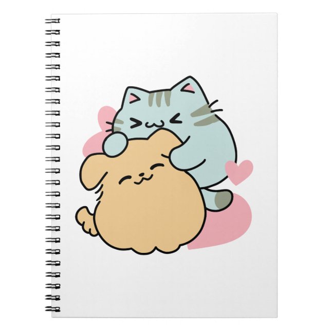 Cuaderno Meow & Woof Perfect Together: Gato y perro delicio (Frente)