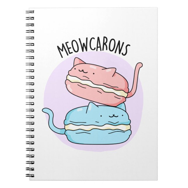 Cuaderno Meowcarons Chiste Divertido de Macarrones (Frente)