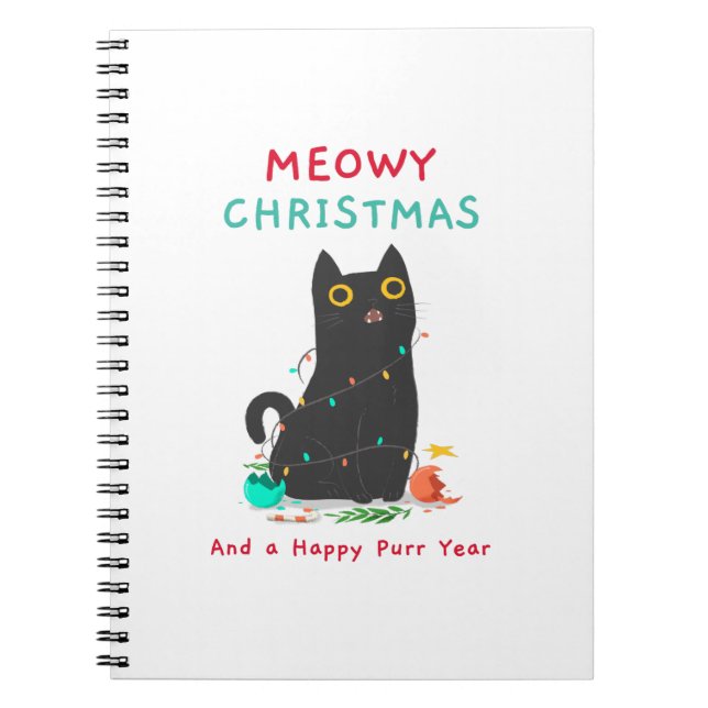 Cuaderno Meowy navidades y un feliz año de puré (Frente)