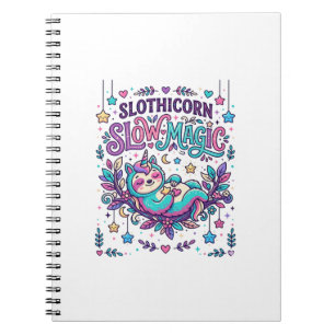Cuaderno Mercado Colorido de Magia Lenta Unicornio Slothico