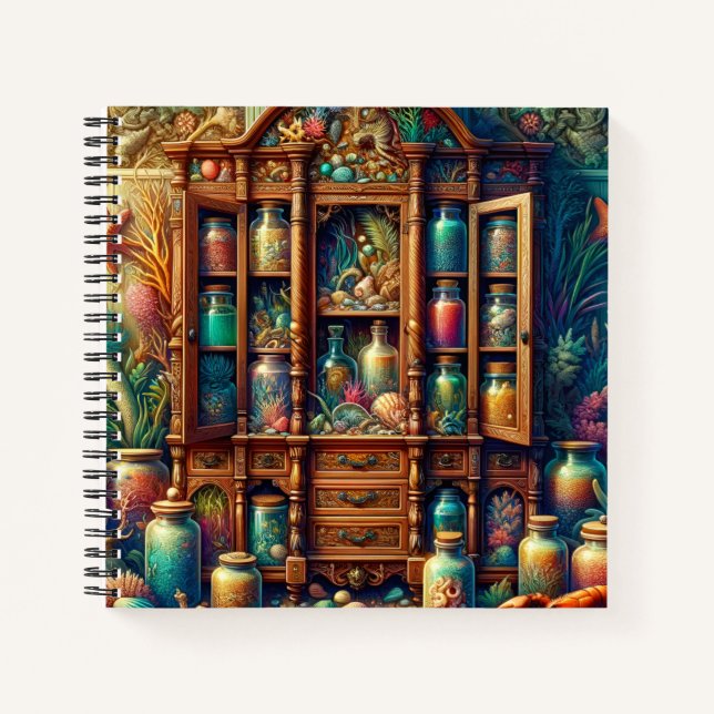 Cuaderno Mermaid Apothecary – Enchanted Ocean Cabinet (Anverso)