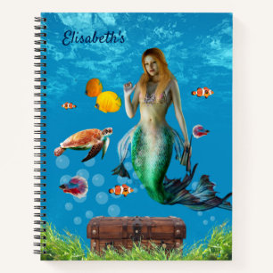 Cuaderno Mermaid subacuático Treasure Hunt Fantasy Blue