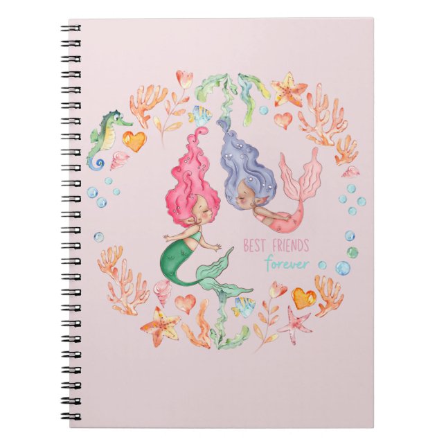 Cuaderno Mermaids Mejor Amigos para Siempre BFF Personaliza (Frente)