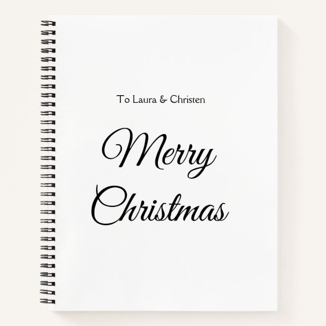Cuaderno Merry Christmas add name text custom family gift (Anverso)