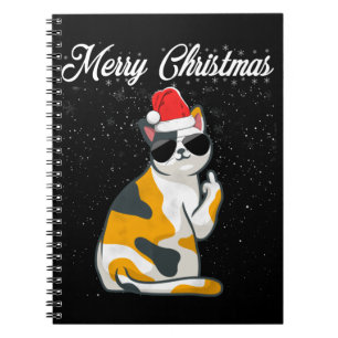 Cuaderno Merry Christmas Cat Middle Finger Rude Xmas Ugly C