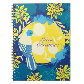 Cuaderno merry christmas, christmas,bird,flowers, nature