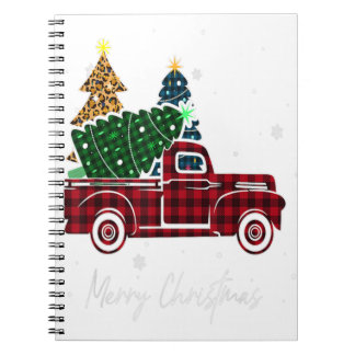 Cuaderno Merry Christmas Leopardo Buffalo Truck Tree Red Pl