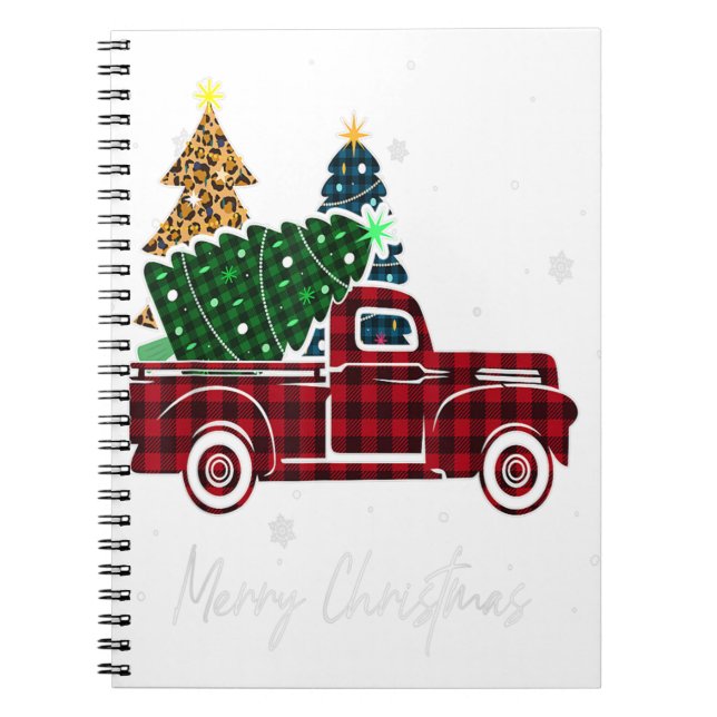 Cuaderno Merry Christmas Leopardo Buffalo Truck Tree Red Pl (Frente)
