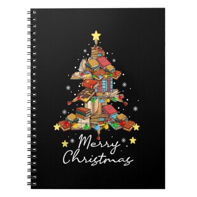 Cuaderno Merry Christmas Library Tree Book Leading Lover Li (Frente)